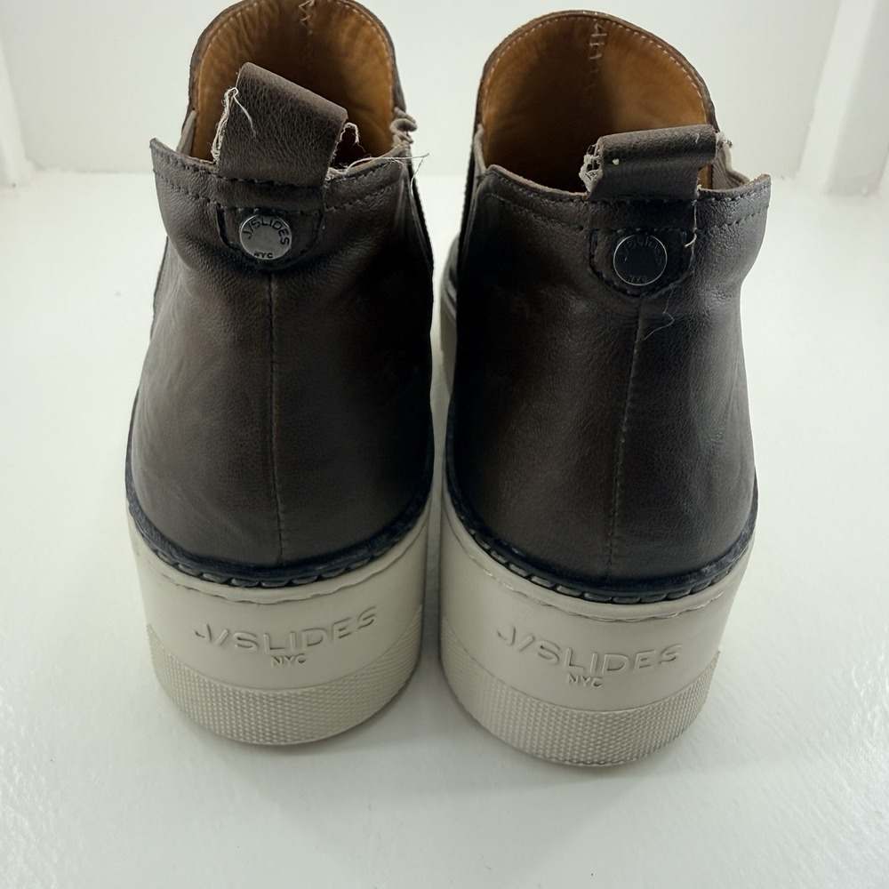J/Slides Mika Platform Chelsea Sneaker Booties Womens 8.5 Brown Leather Slip On - Picture 10 of 11